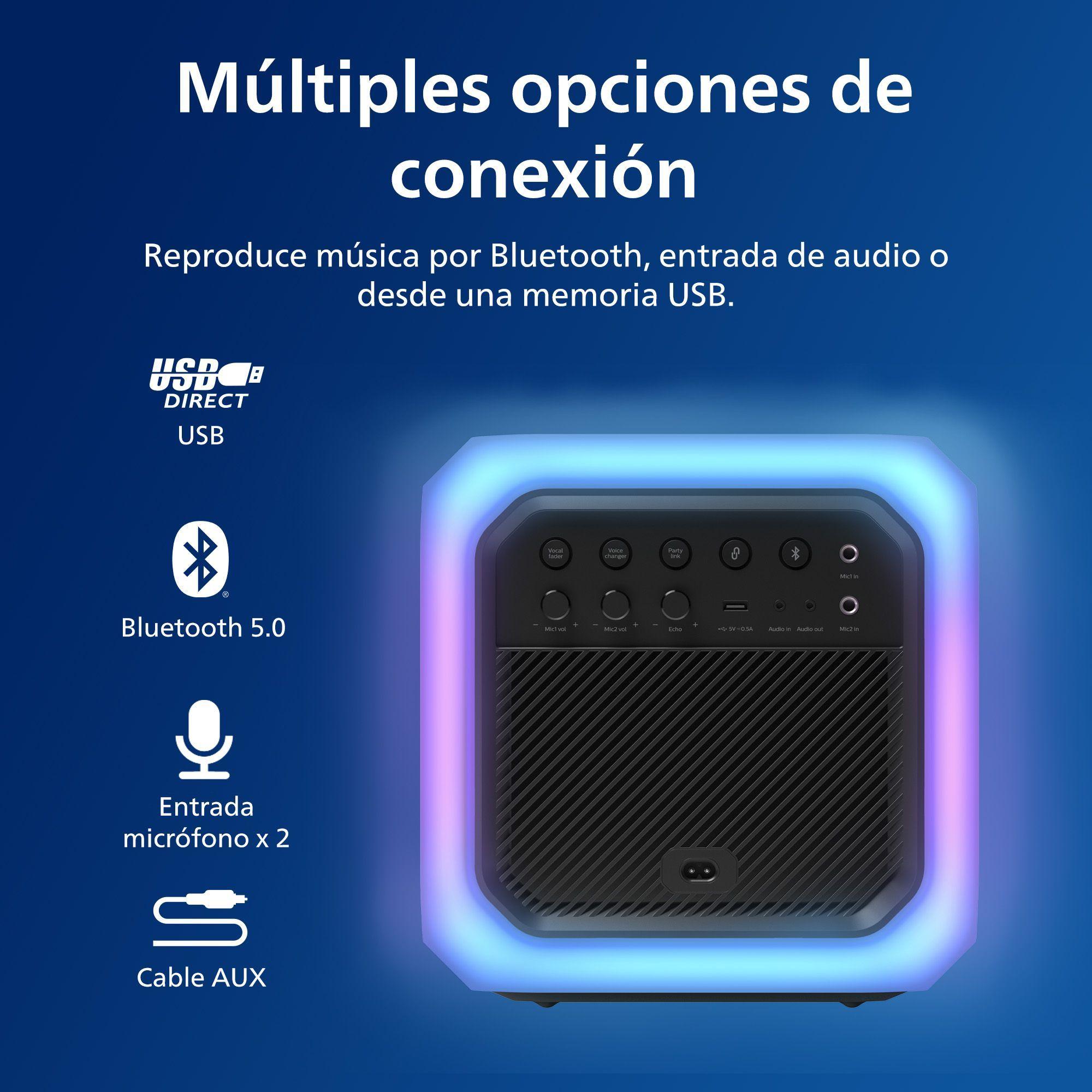 Parlante para Fiesta Karaoke Cubo Philips TAX7207 con 12 horas de batería, luz De Fiesta De 360°-4