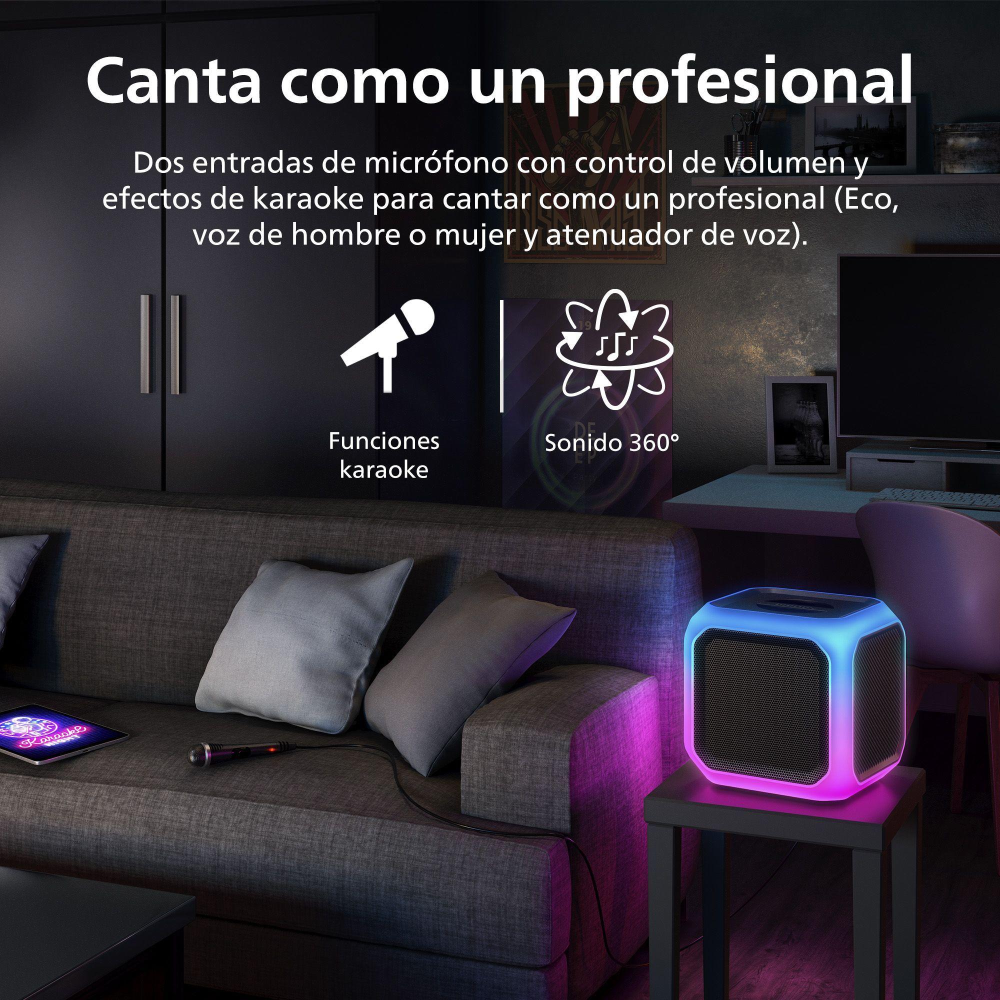 Parlante para Fiesta Karaoke Cubo Philips TAX7207 con 12 horas de batería, luz De Fiesta De 360°-5