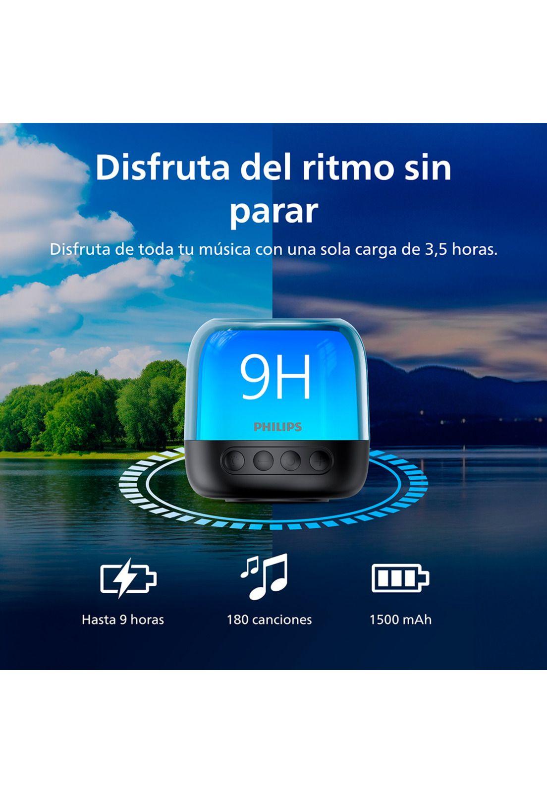 Parlante Bluetooth Philips con luces TAS1108 Negro-1