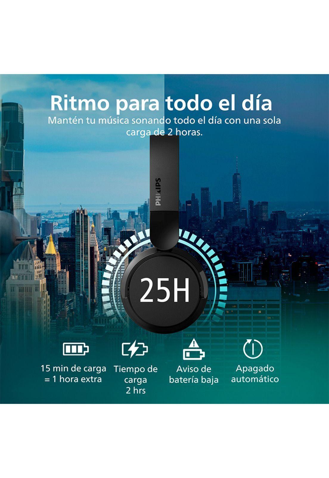 Audífonos Bluetooth Philips TAH3209 Headphones Negro-3