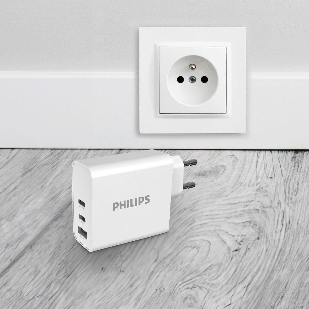 Cargador Philips 65W Carga Ultra Rápida 3 Puertos 2 USB-C + 1 USB-A-2