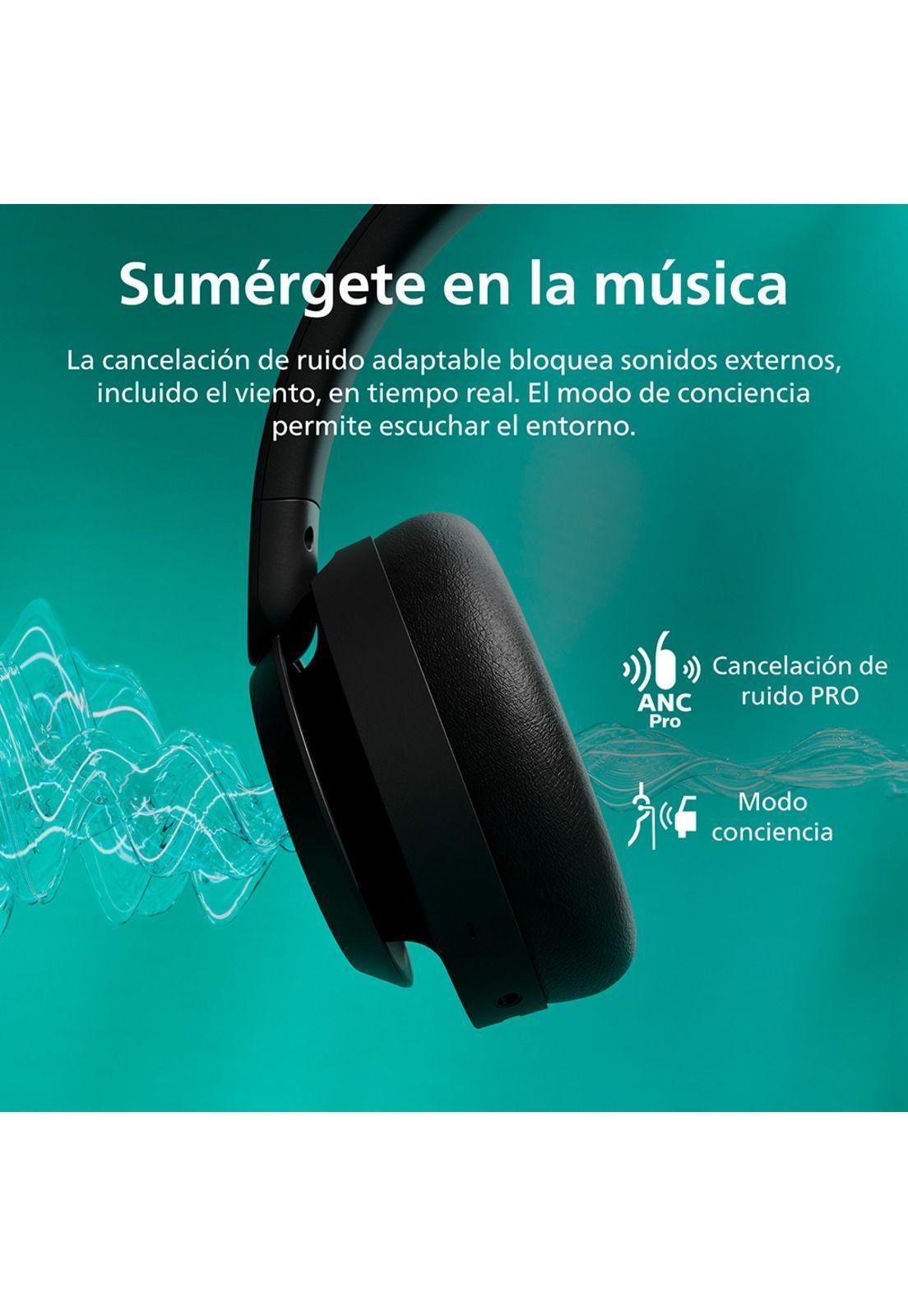 Audífonos Bluetooth Philips Noise Cancelling TAH6509 Headphones Negro-3