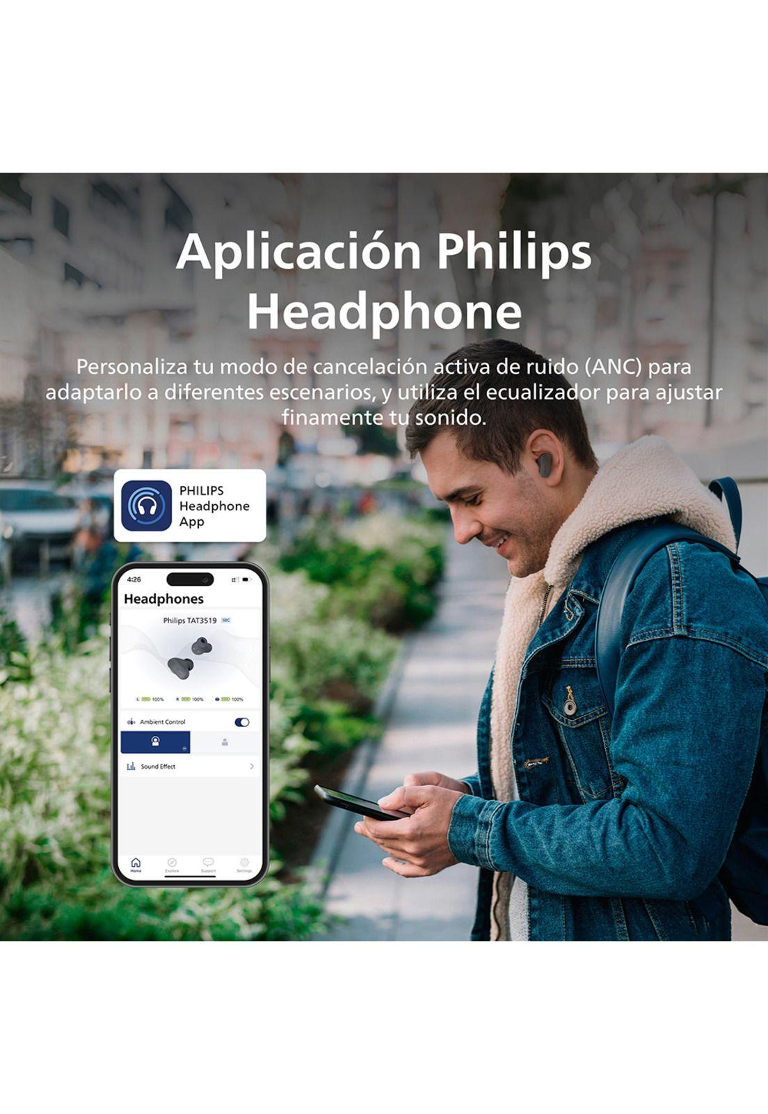 Audífonos Bluetooth Philips Noise Cancelling TAT3509 TWS Gris-6