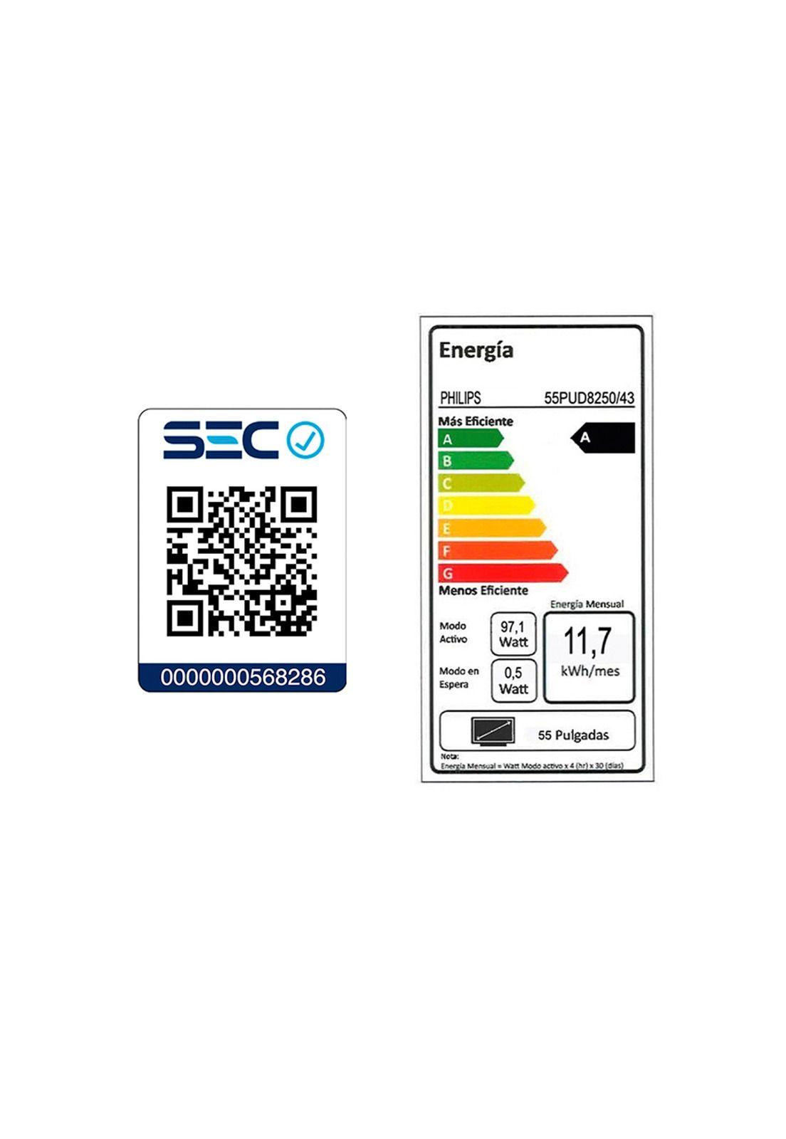 Ambilight TV 55" Philips QLED 4K UHD 55PUD8250-6