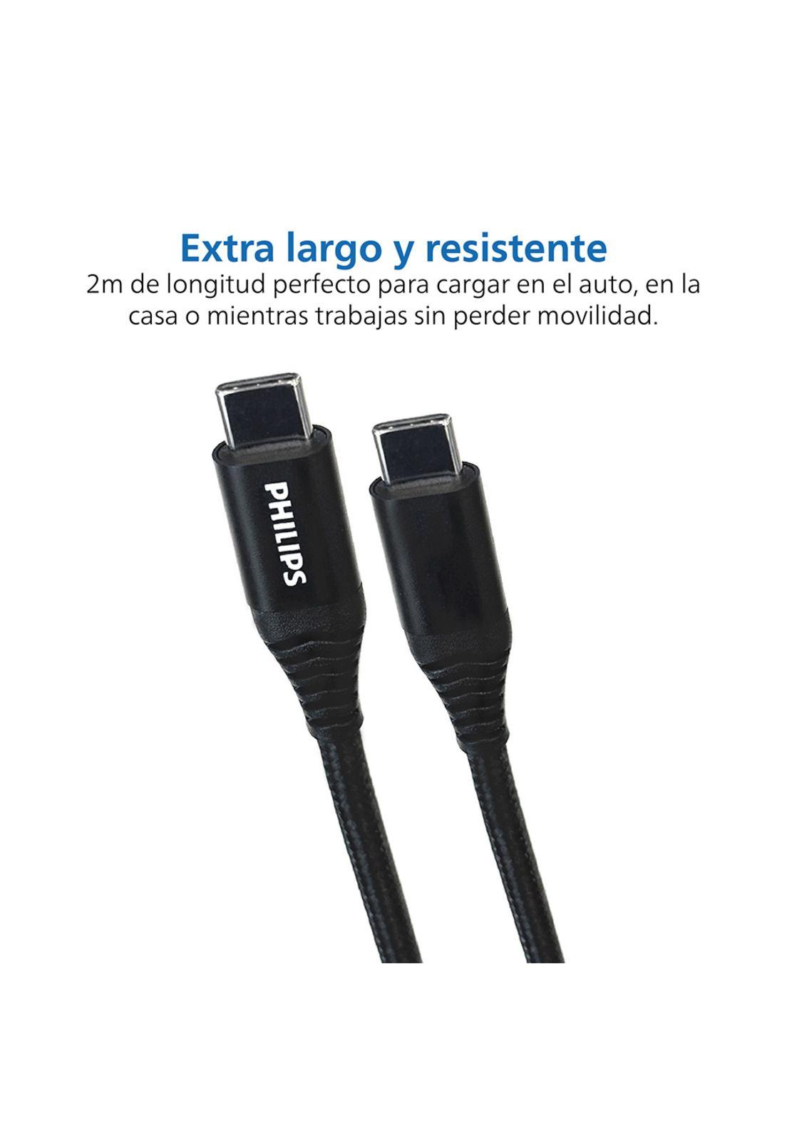 Cable Trenzado USB-C a USB-C Philips DLC5206C Negro-2