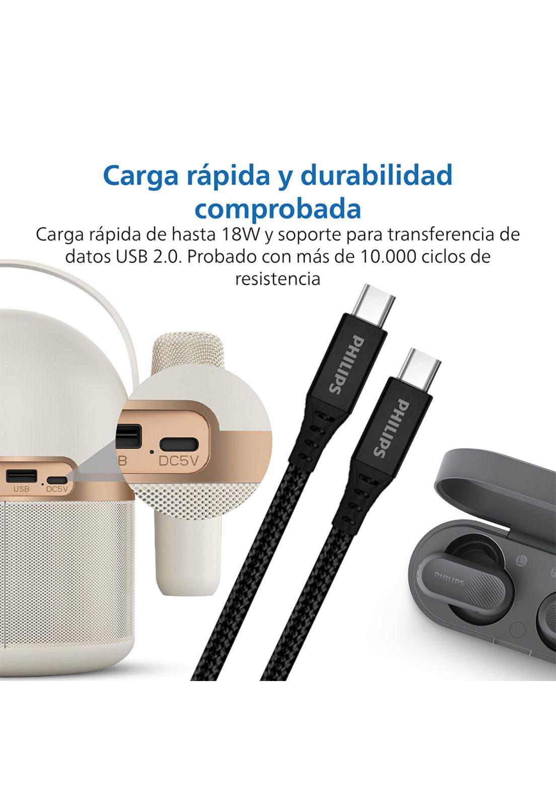 Cable Trenzado USB-C a USB-C Philips DLC5206C Negro-3