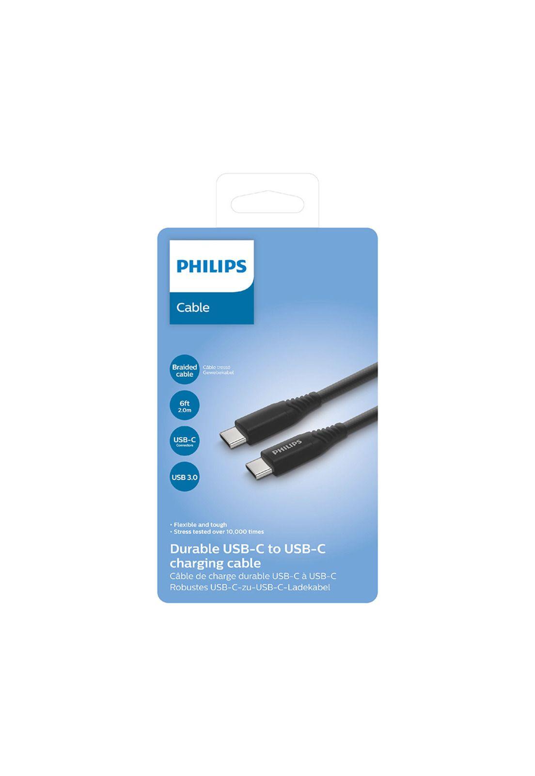 Cable Trenzado USB-C a USB-C Philips DLC5206C Negro-4