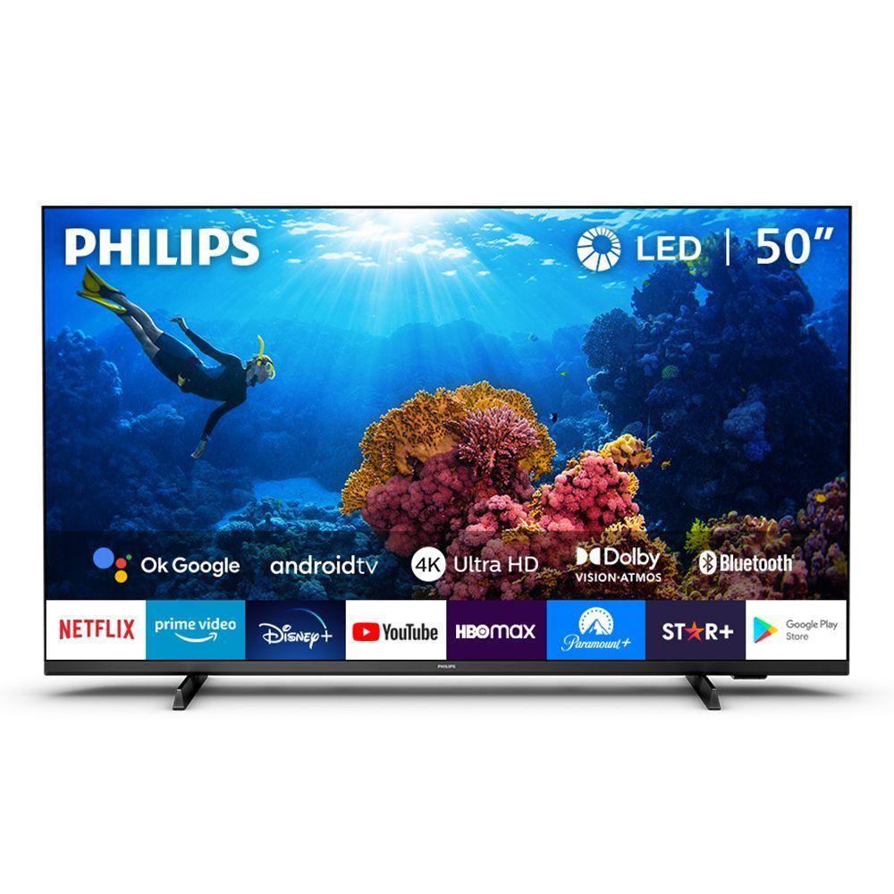 LED Philips 50” UHD 4K 50PUD7406 Android Smart TV-0