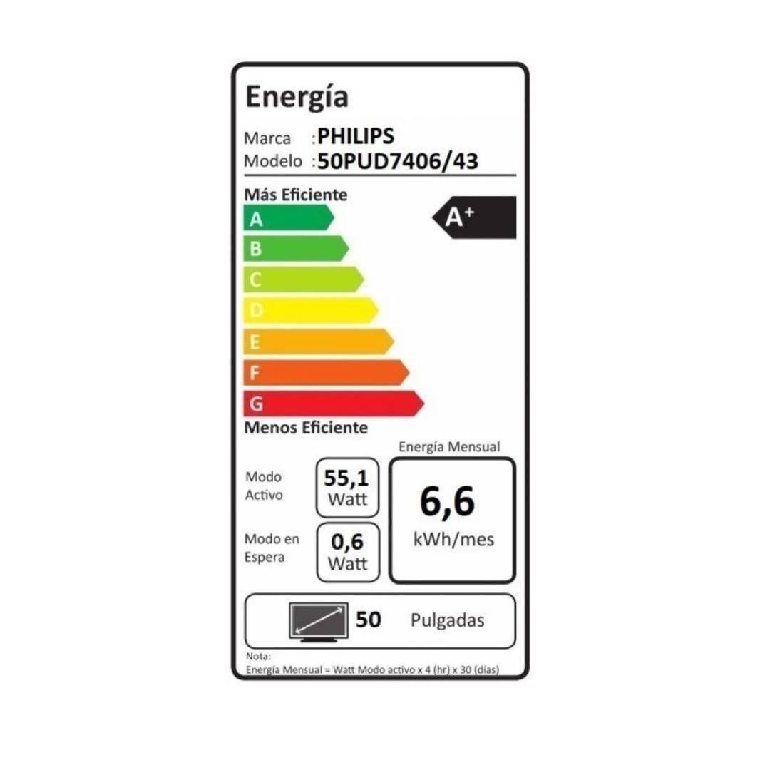 LED Philips 50” UHD 4K 50PUD7406 Android Smart TV-6