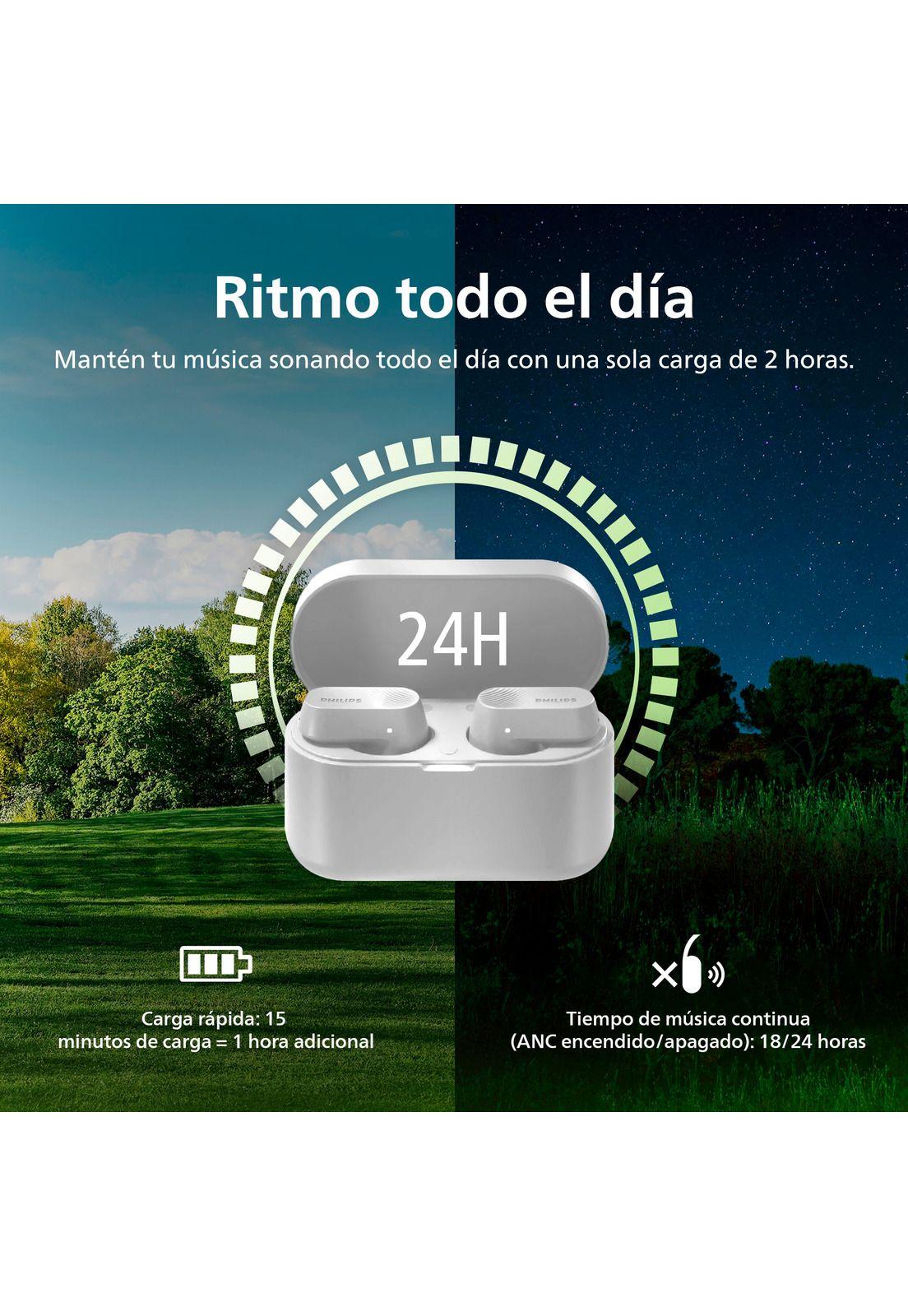 Audífonos Bluetooth Philips Noise Cancelling TAT3509 TWS Blanco-5