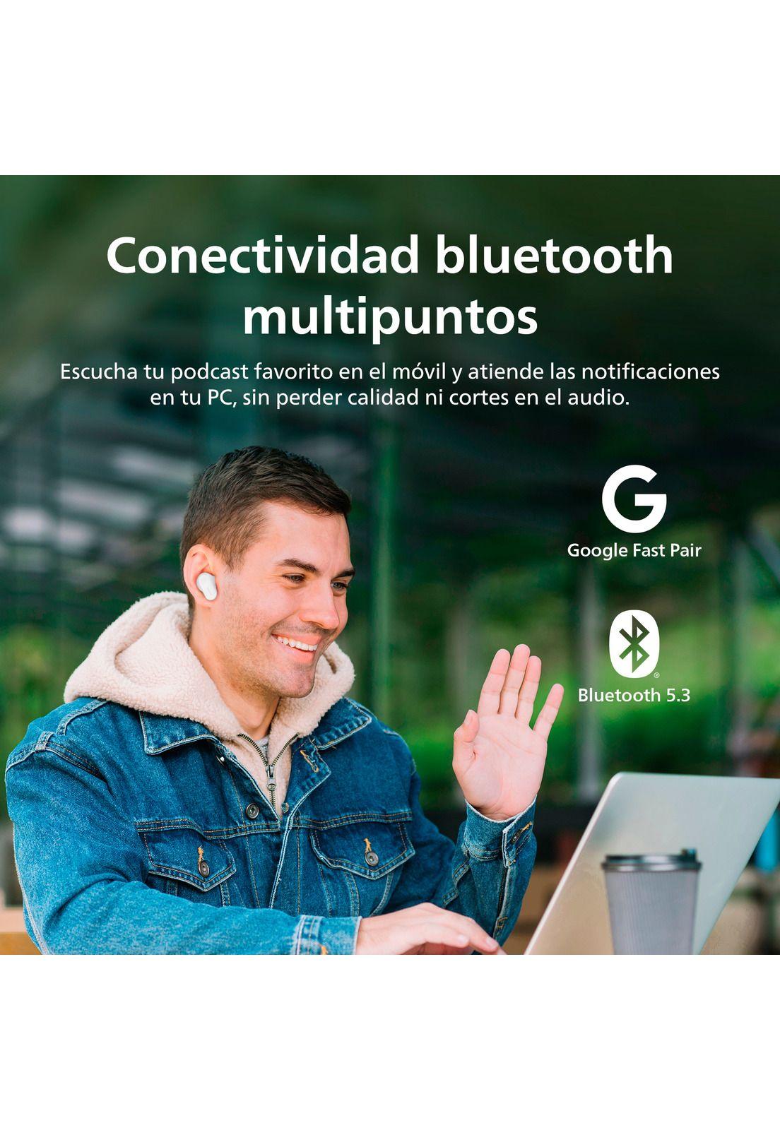 Audífonos Bluetooth Philips Noise Cancelling TAT3509 TWS Blanco-7
