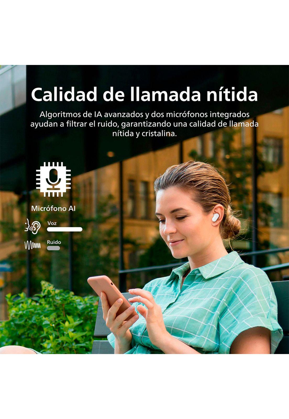 Audífonos Bluetooth Philips Noise Cancelling TAT3509 TWS Blanco-3