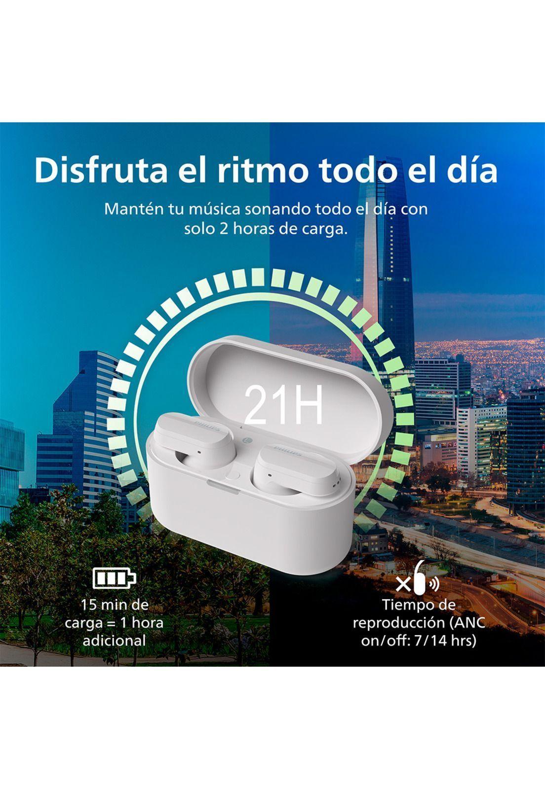 Audífonos Bluetooth Philips Noise Cancelling TAT3508 Blanco-1