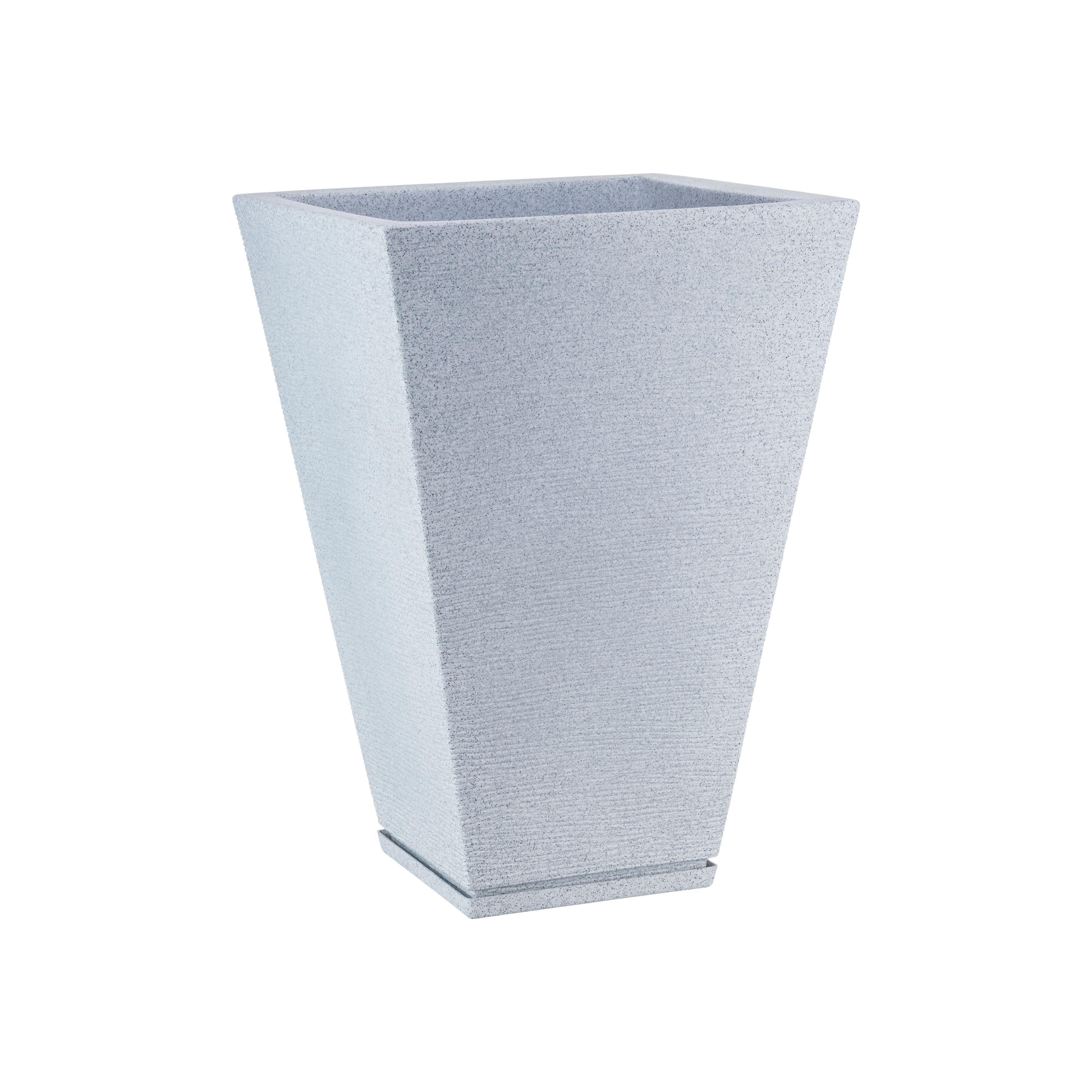 MACETERO FLORIDIS ZURIQUE GRIS CLARO 55CM CON PLATO-2