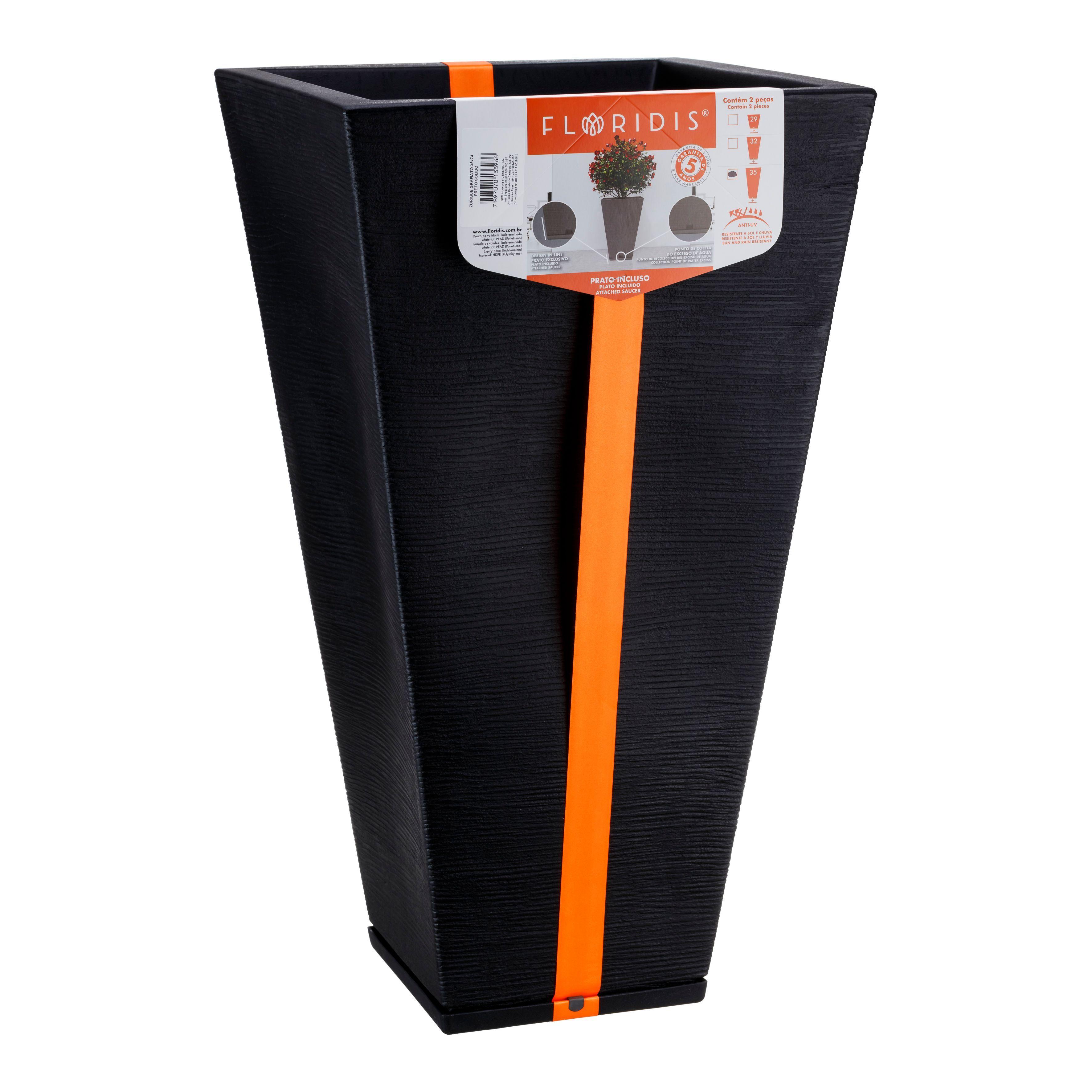 MACETERO FLORIDIS ZURIQUE NEGRO 74CM CON PLATO-0