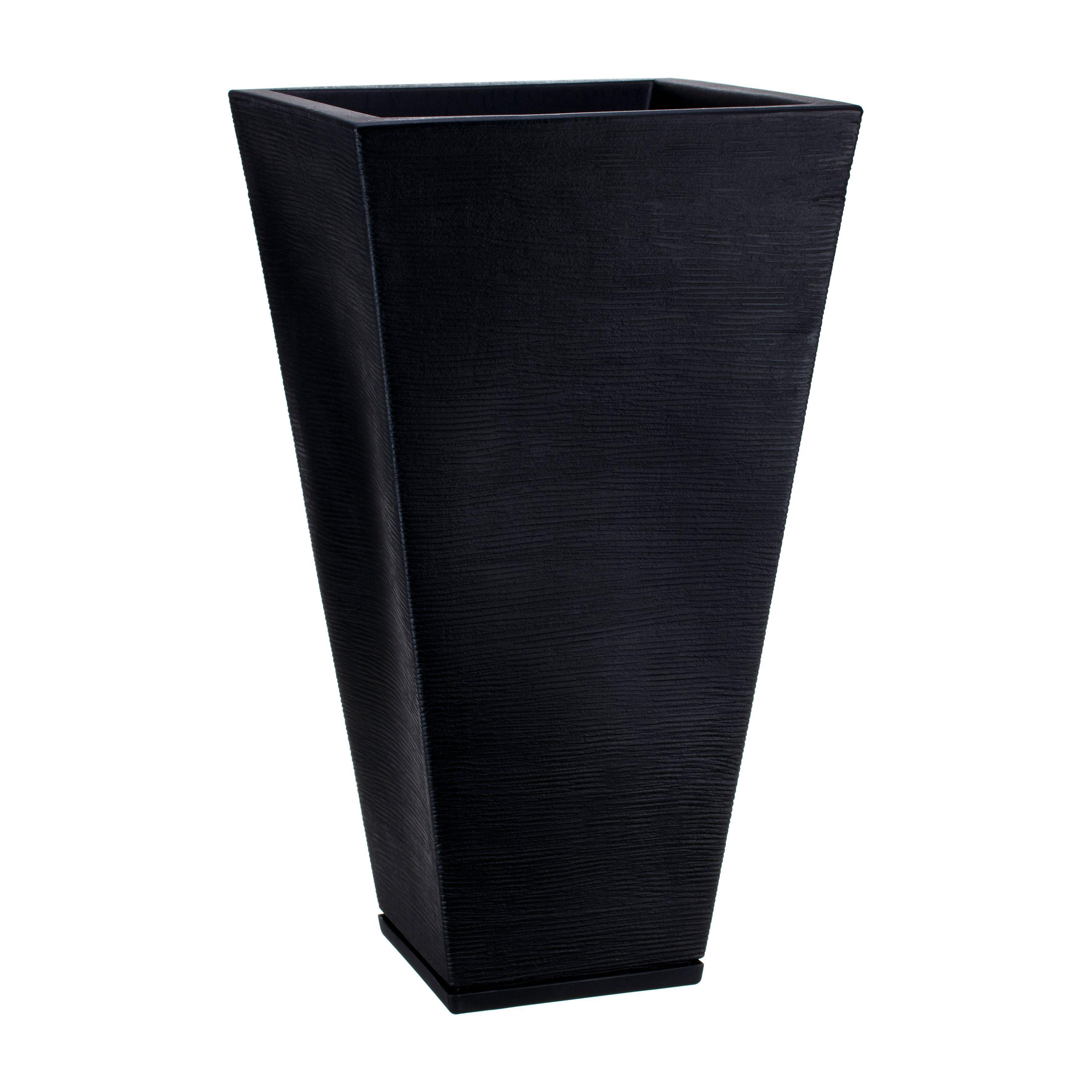 MACETERO FLORIDIS ZURIQUE NEGRO 74CM CON PLATO-1