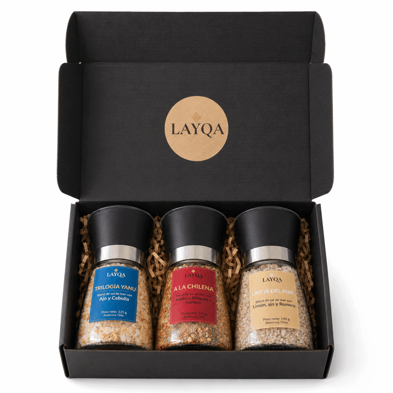 Pack Esenciales Layqa 3 Sales de Mar Gourmet con Molinillo 385 g-0