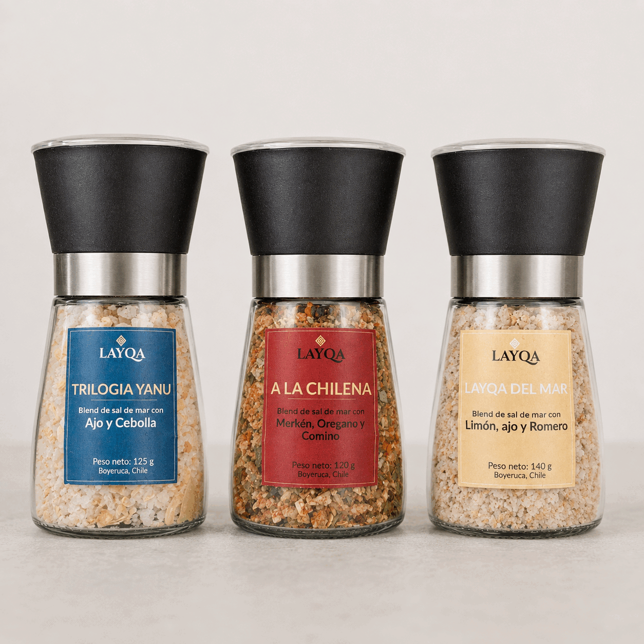Pack Esenciales Layqa 3 Sales de Mar Gourmet con Molinillo 385 g-2