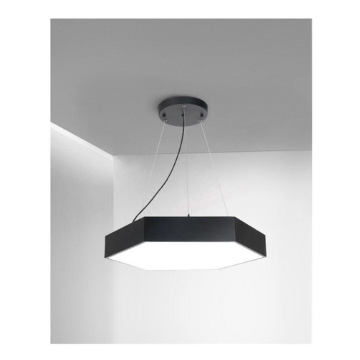 Lámpara Led Sobrepuesta Hexágono Colgante 60cm 48w Luz Fría-2