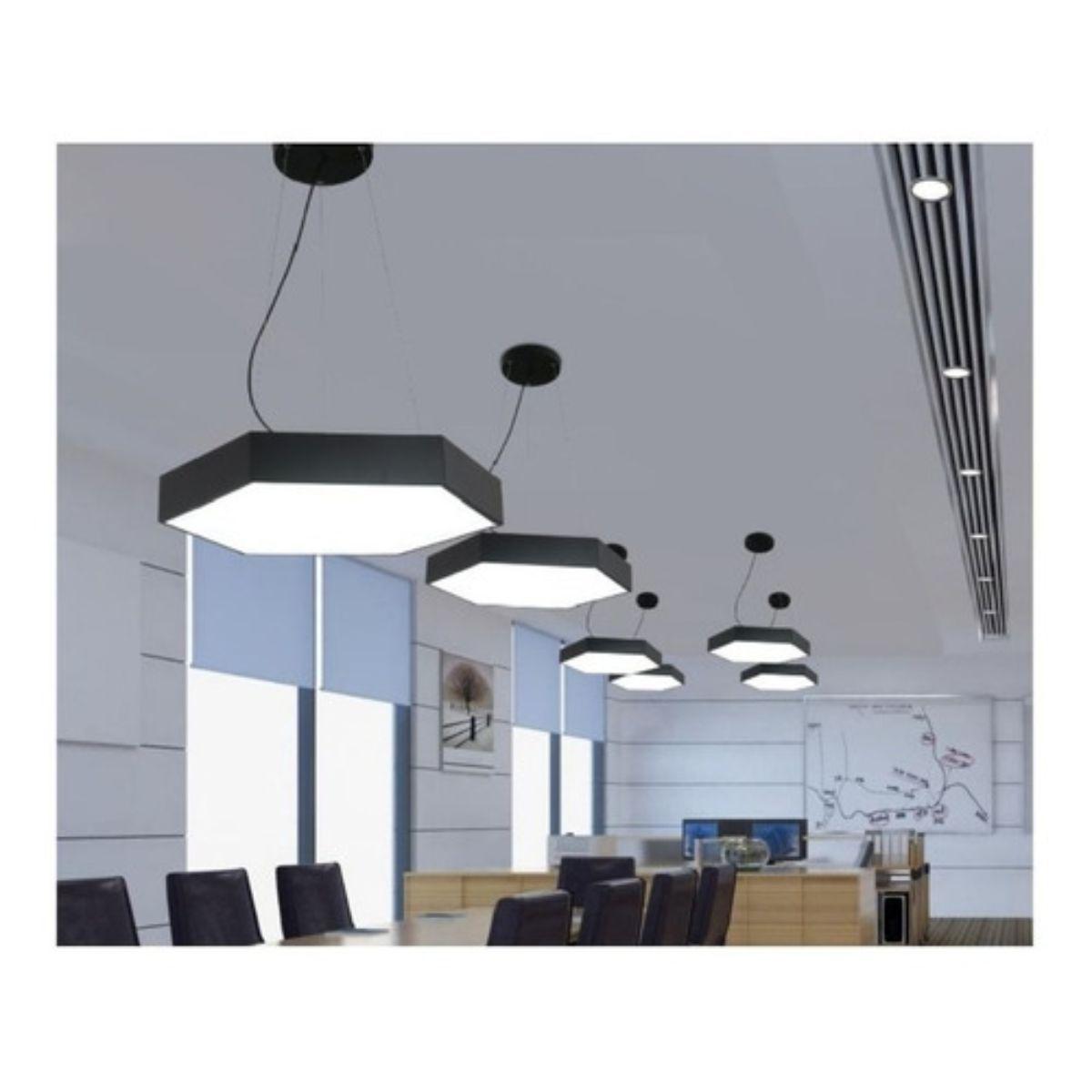 Lámpara Led Sobrepuesta Hexágono Colgante 60cm 48w Luz Fría-3
