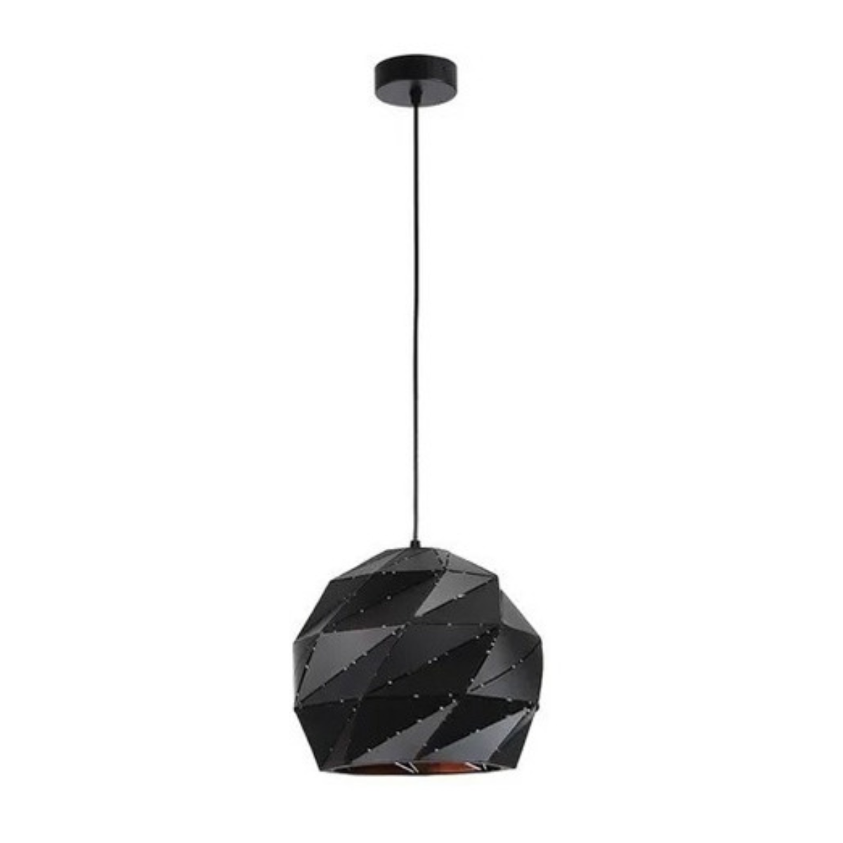 Lampara Colgante Negra Moderna Diseño Metal Con Ampolleta-2