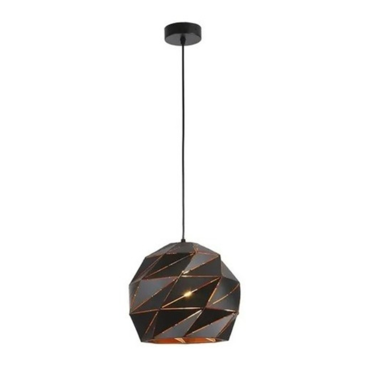 Lampara Colgante Negra Moderna Diseño Metal Con Ampolleta-3