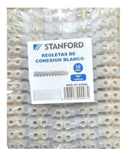 Pack 10 Regletas De Conexión Plástica 12 Polos 4mm-2