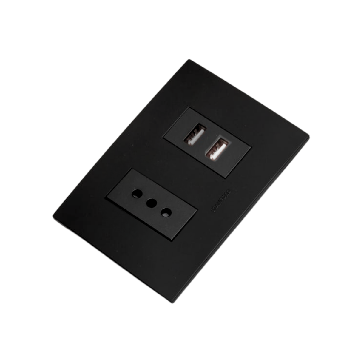 Enchufe Tomacorriente Simple 10a 250v + Toma USB Tipo A Stanford Sec Negro-1