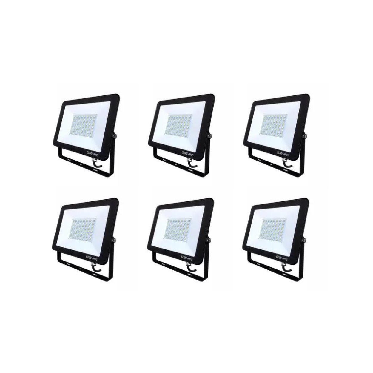 Pack X6 Foco Proyector Led 50w Exterior Seguridad Sec-0