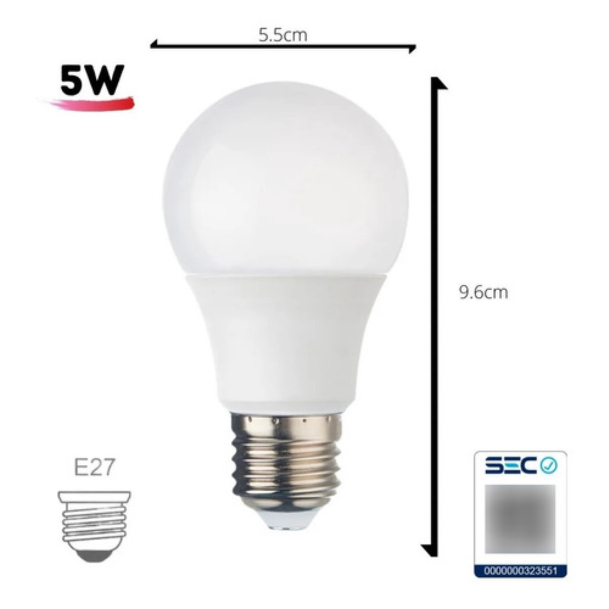 Ampolleta Led Base Rosca Normal E27 5w Sec-1