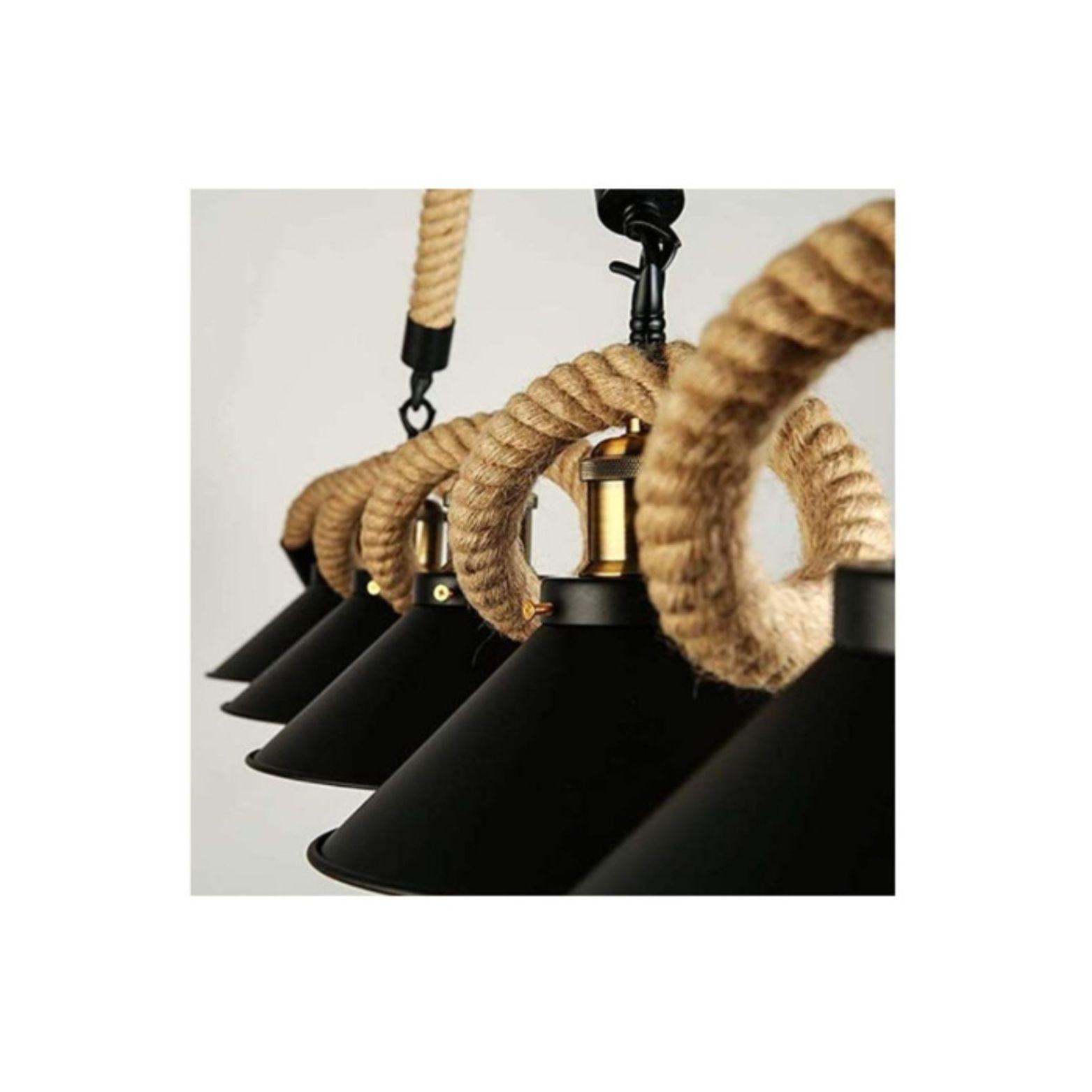 Lámpara Colgante Decorativa Rústica Cáñamo Cadena-2