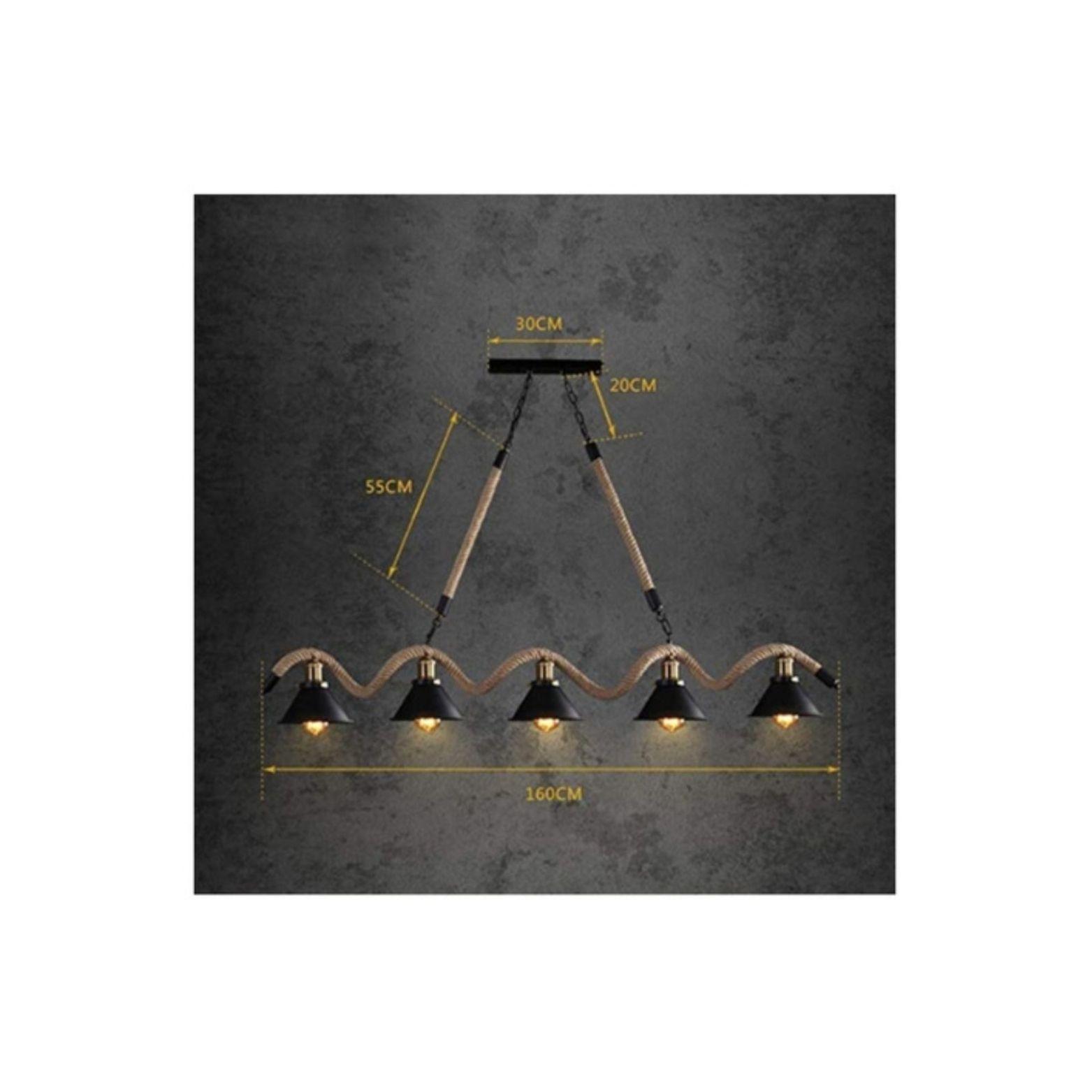 Lámpara Colgante Decorativa Rústica Cáñamo Cadena-3