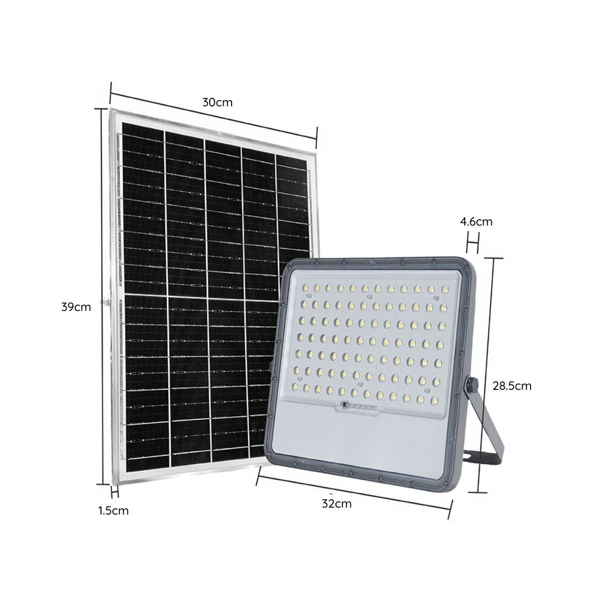 FOCO PROYECTOR LED CON PANEL SOLAR 2100LM LUZ FRIA + CONTROL-4