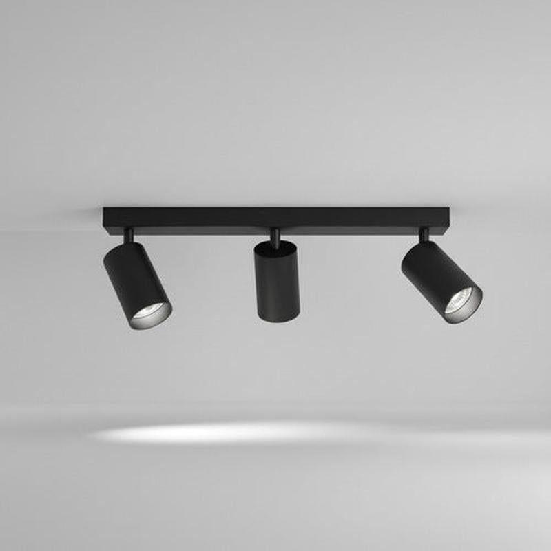 Aplique Triple Porta Ampolleta Dicroica Dirigible Negro Luz Fría-1