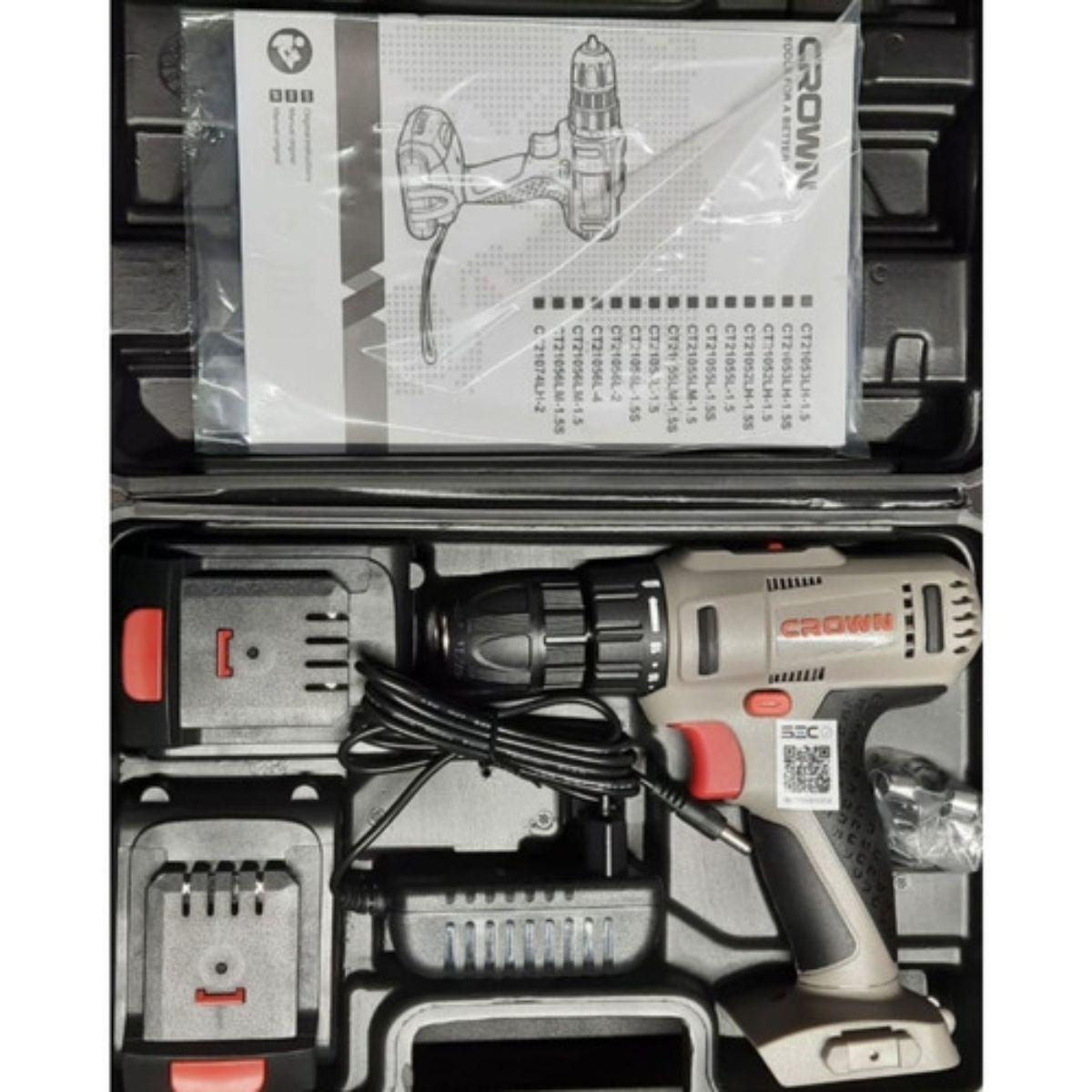 Taladro Inalambrico Recargable 14.4v + 2 Baterias Crown Pro-5