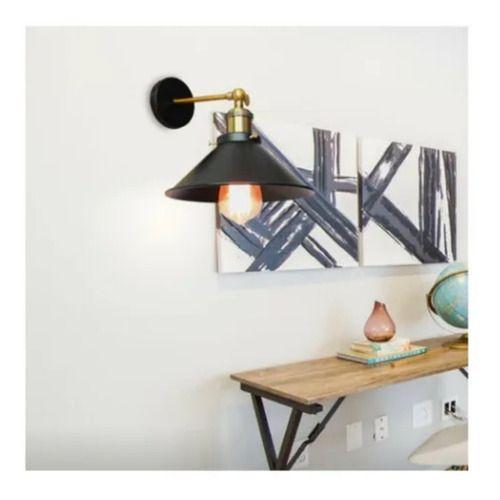 Aplique Lámpara Led Muro Bronce E27 Con Pantalla Decoracion-3