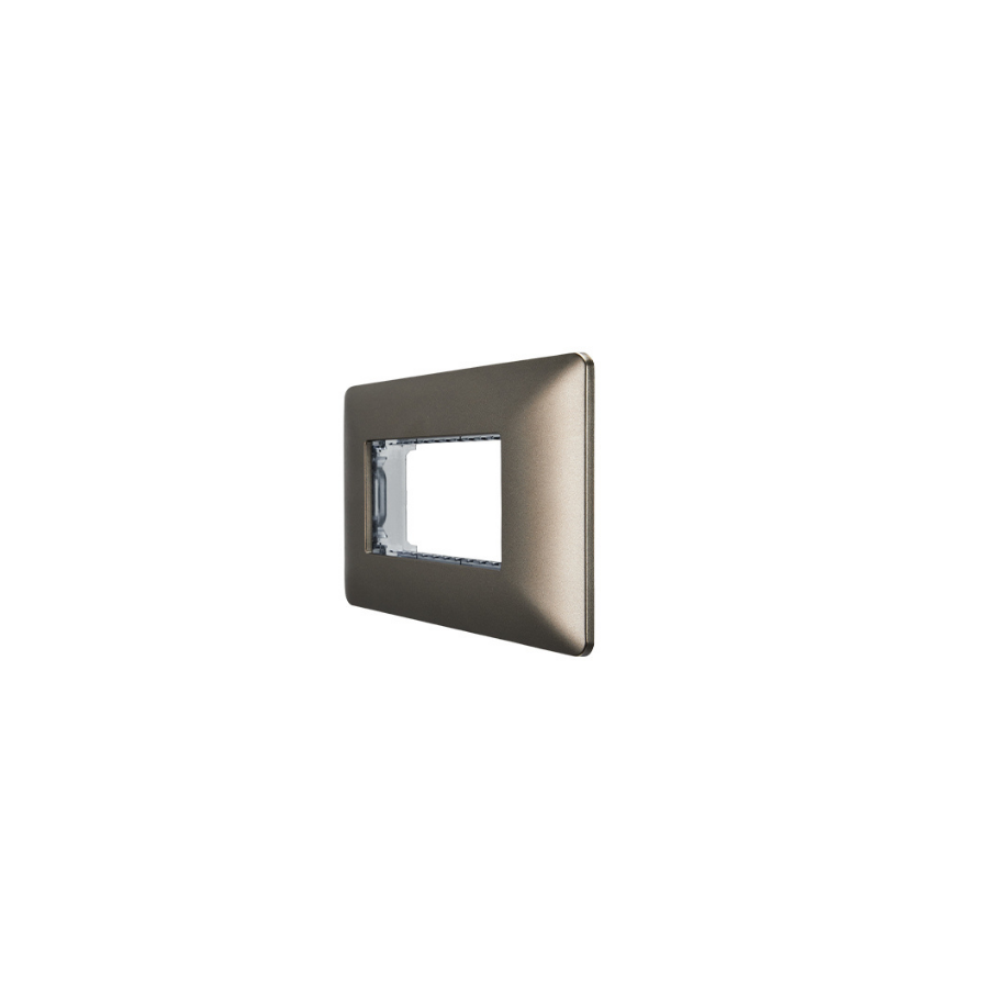 Placa Triple Base Para Modulo Tomacorriente Interruptor Stanford Café-1