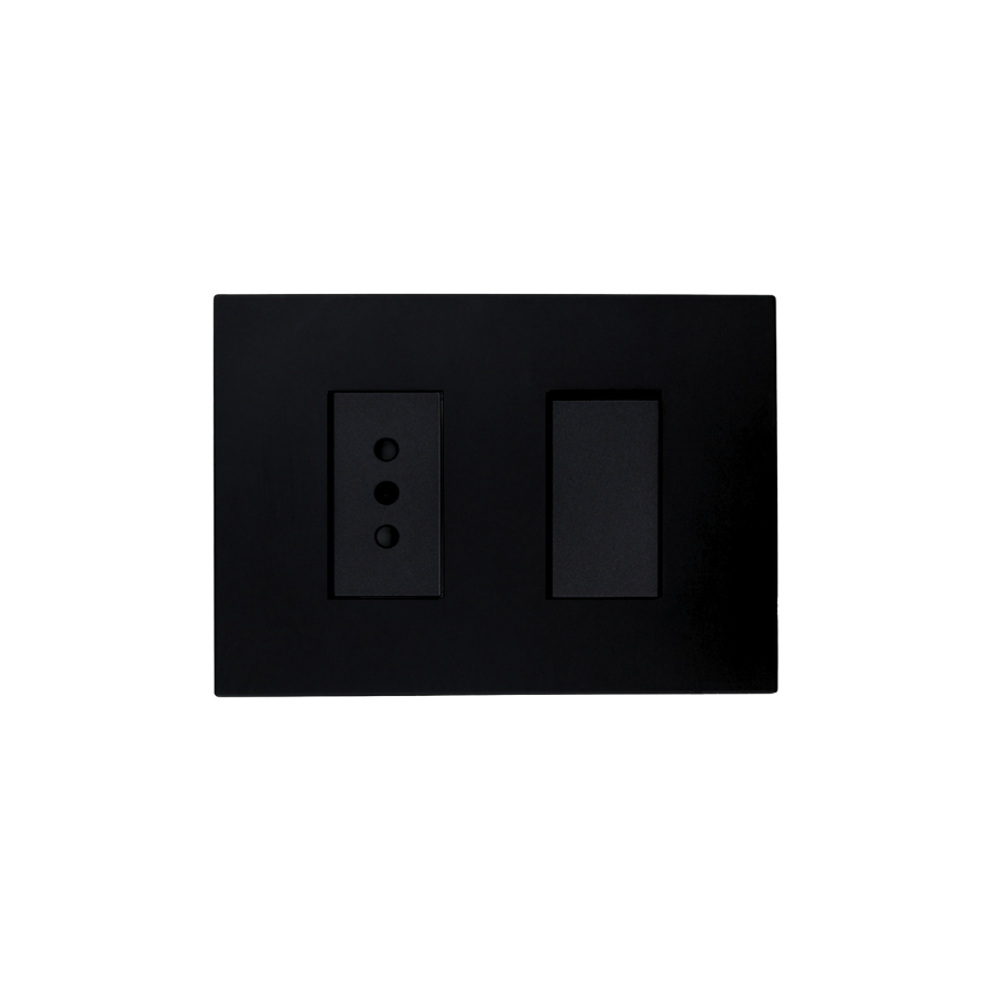 Interruptor 9/12 + Enchufe Tomacorriente Simple Stanford 220v 10a Sec Negro-0