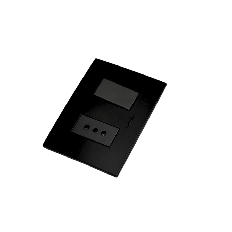 Interruptor 9/12 + Enchufe Tomacorriente Simple Stanford 220v 10a Sec Negro-1