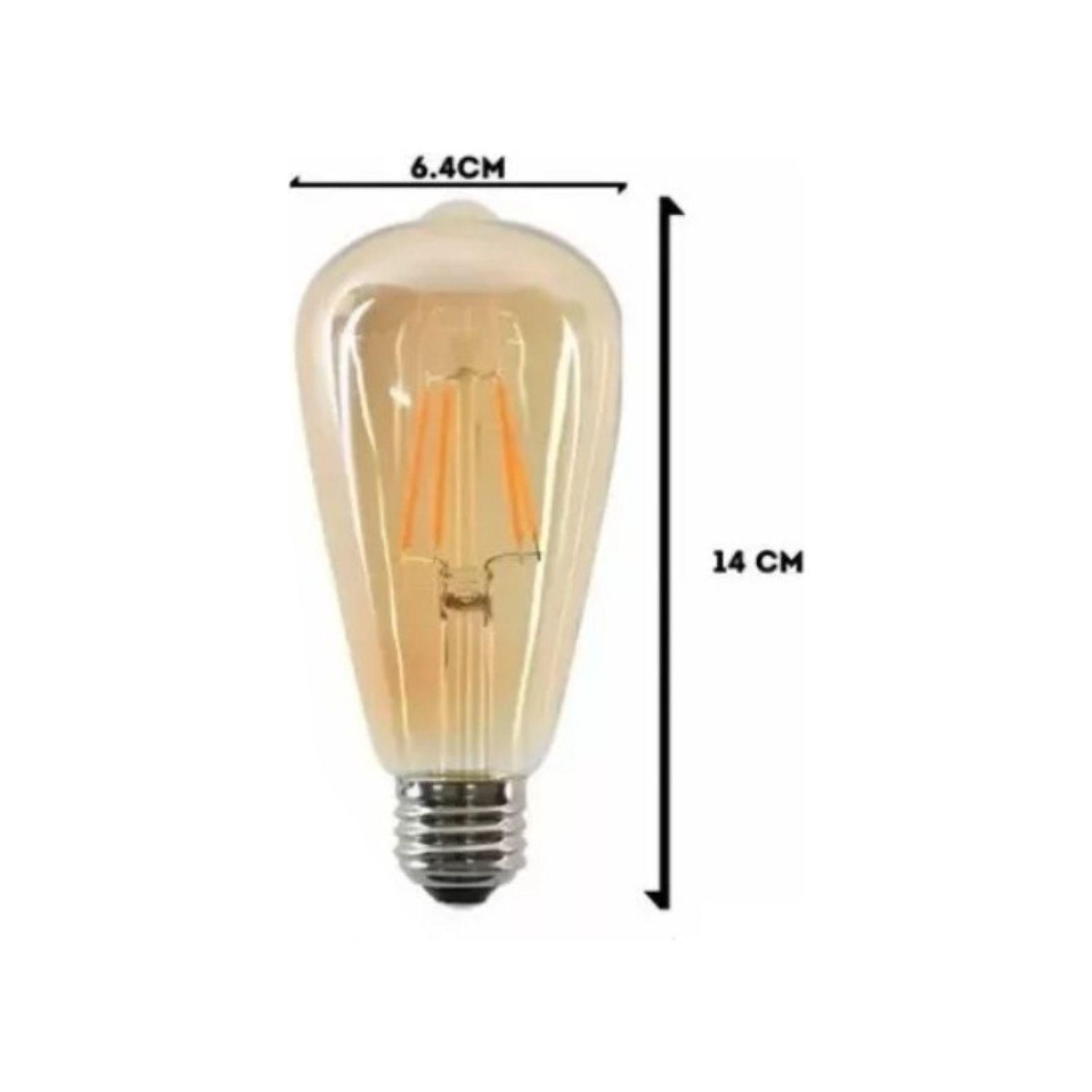 Pack 6 Ampolletas Vintage Led Edison Filamento E27 8w Ambar-2