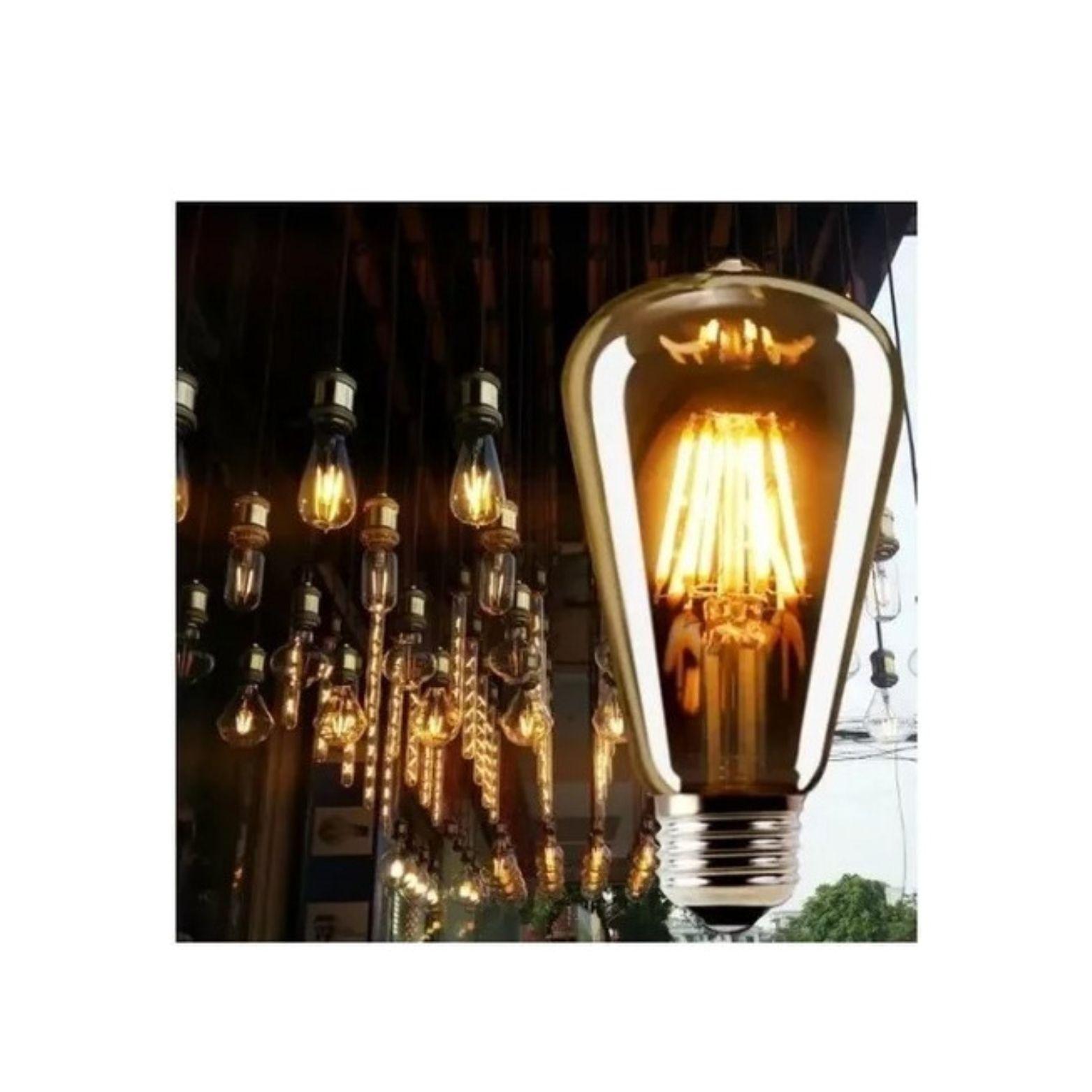 Pack 6 Ampolletas Vintage Led Edison Filamento E27 8w Ambar-3