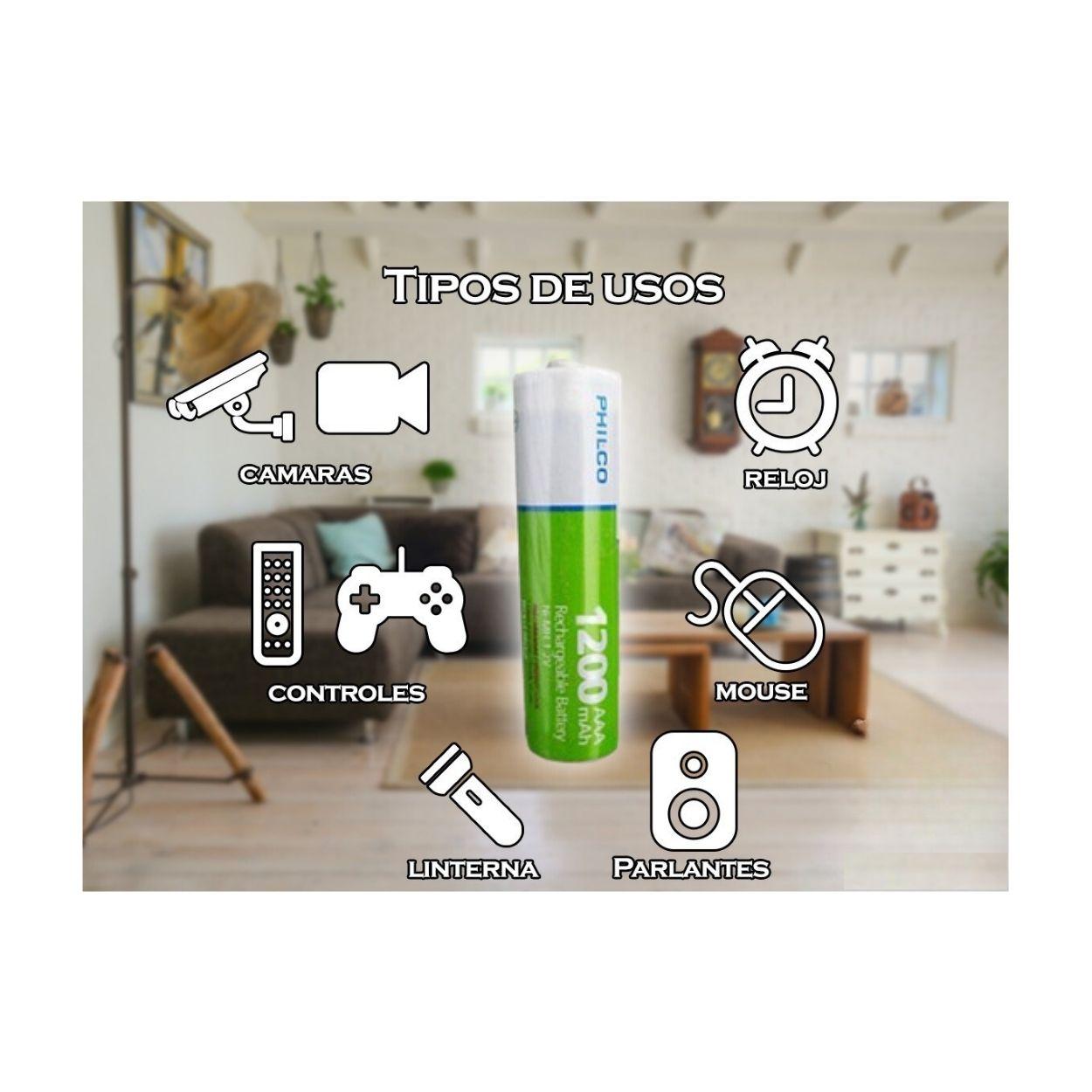 BLISTER 5 PILAS RECARGABLES AAA 1200 MAH MULTIUSOS PHILCO-2