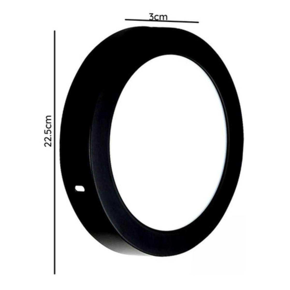 Panel Led Negro Sobrepuesto Redondo 18w 3 Años Garantía-2
