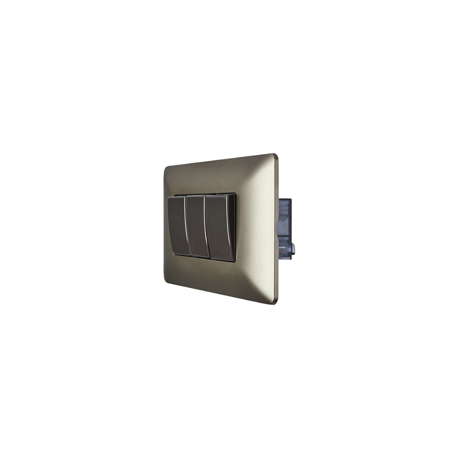 Interruptor Triple 220v Certificado Encendido Apagado Sec Stanford Café-1