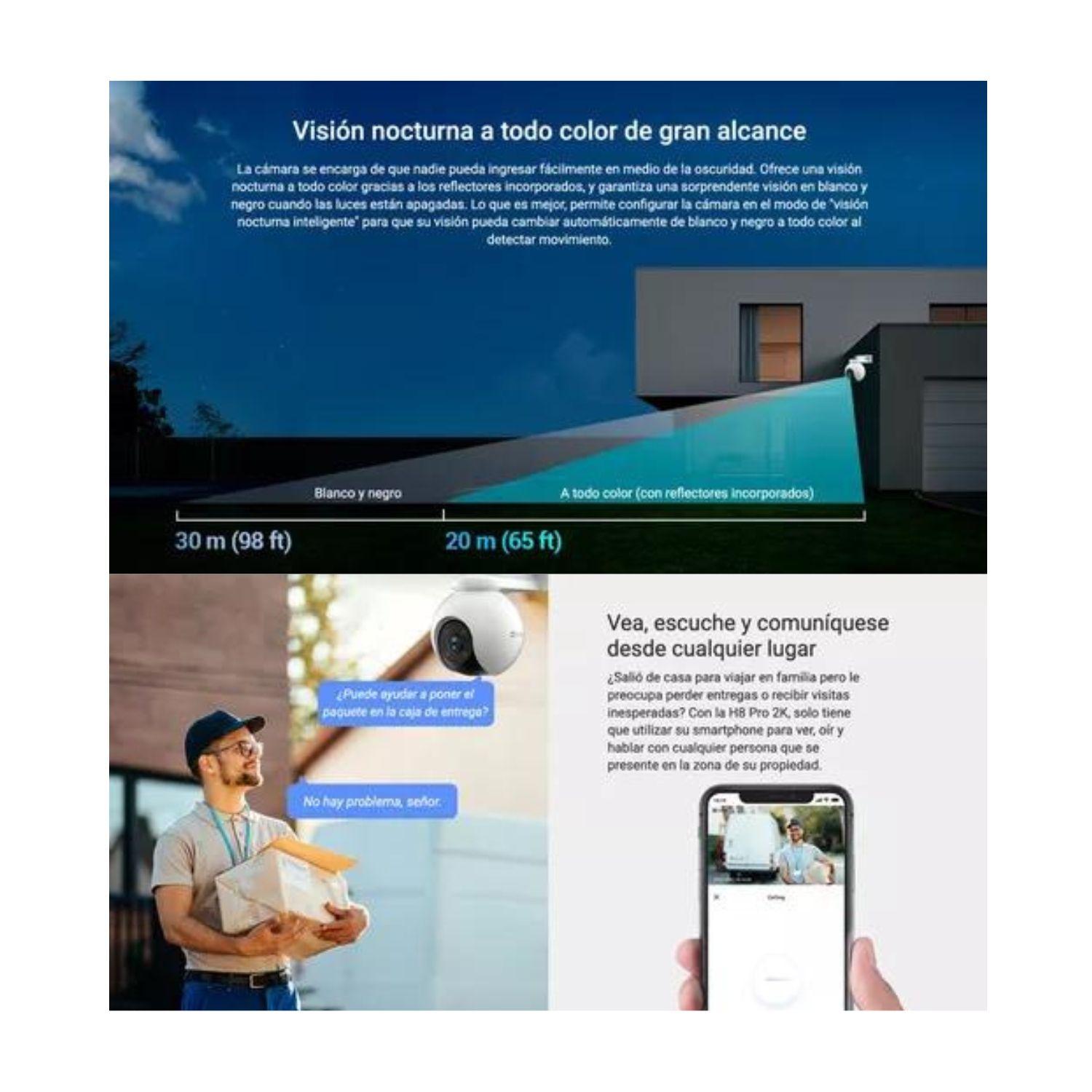 Camara Ip Wifi H8 Pro 2k Luz Y Audio Ezviz Domo 360 Visión-3