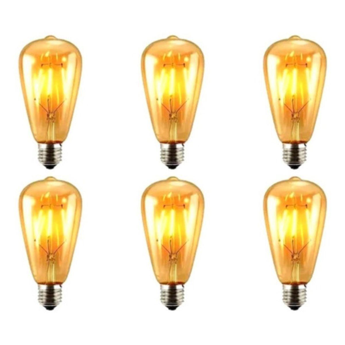 Pack 6 Ampolleta Led Edison Vintage 5w Espiral E27 Ámbar-0