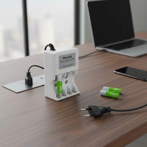 Cargador Con 4 Pilas De Litio Recargables Aaa 1200mah-1