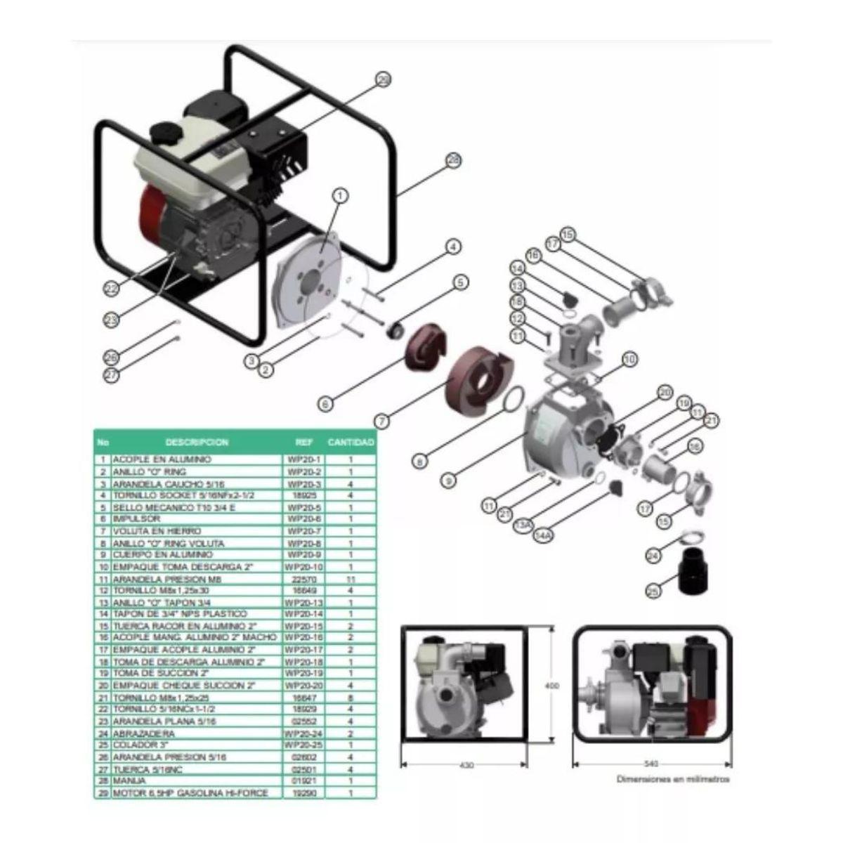 Motobomba De Agua Bencinera 2 Pulgadas 6.5hp Wdm-4