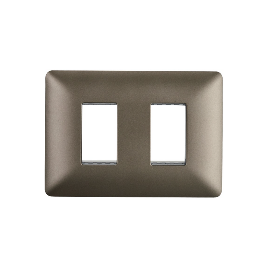 Placa Doble Base Soporte Modulo Tomacorriente Interruptor Stanford Café-0