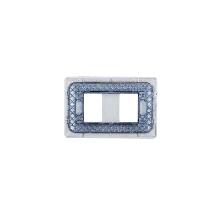 Placa Doble Base Soporte Modulo Tomacorriente Interruptor Stanford Café-3